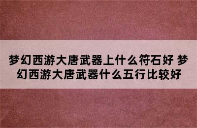 梦幻西游大唐武器上什么符石好 梦幻西游大唐武器什么五行比较好